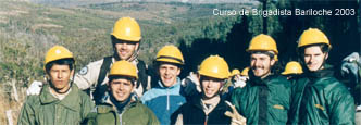 Las practicas en el curso de Brigadista en Nahuel Huapi:  Hector,Simon, Marcos,Jose, Mara, Martin, Lechu